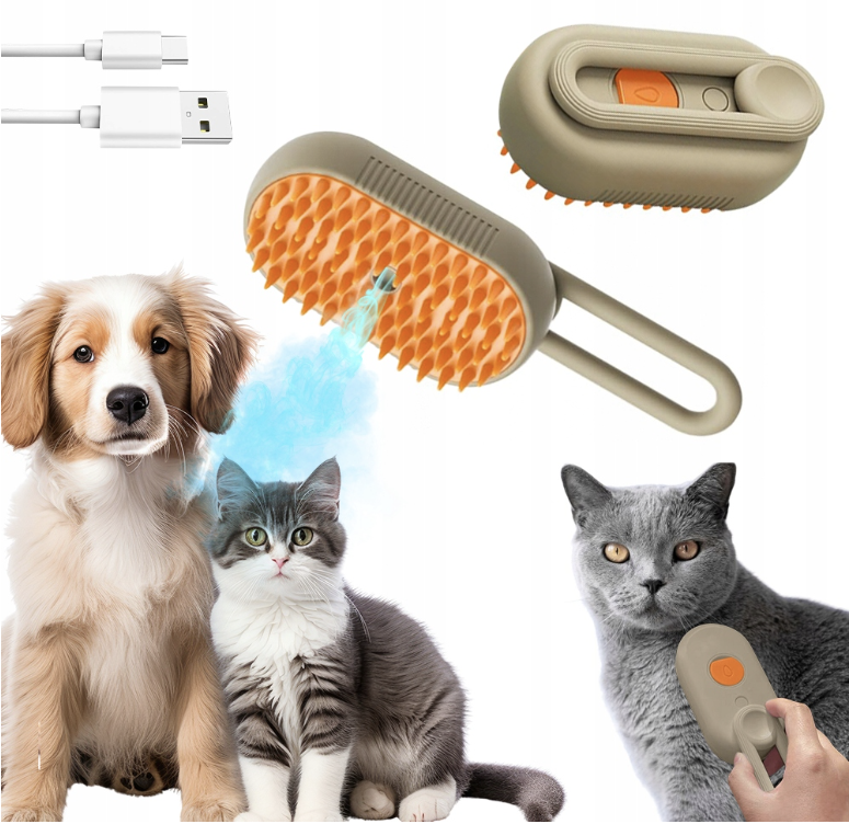 SZCZOTKA DLA PSA NAWILŻAJĄCA SIERŚĆ PAROWA TYP C MASAŻER