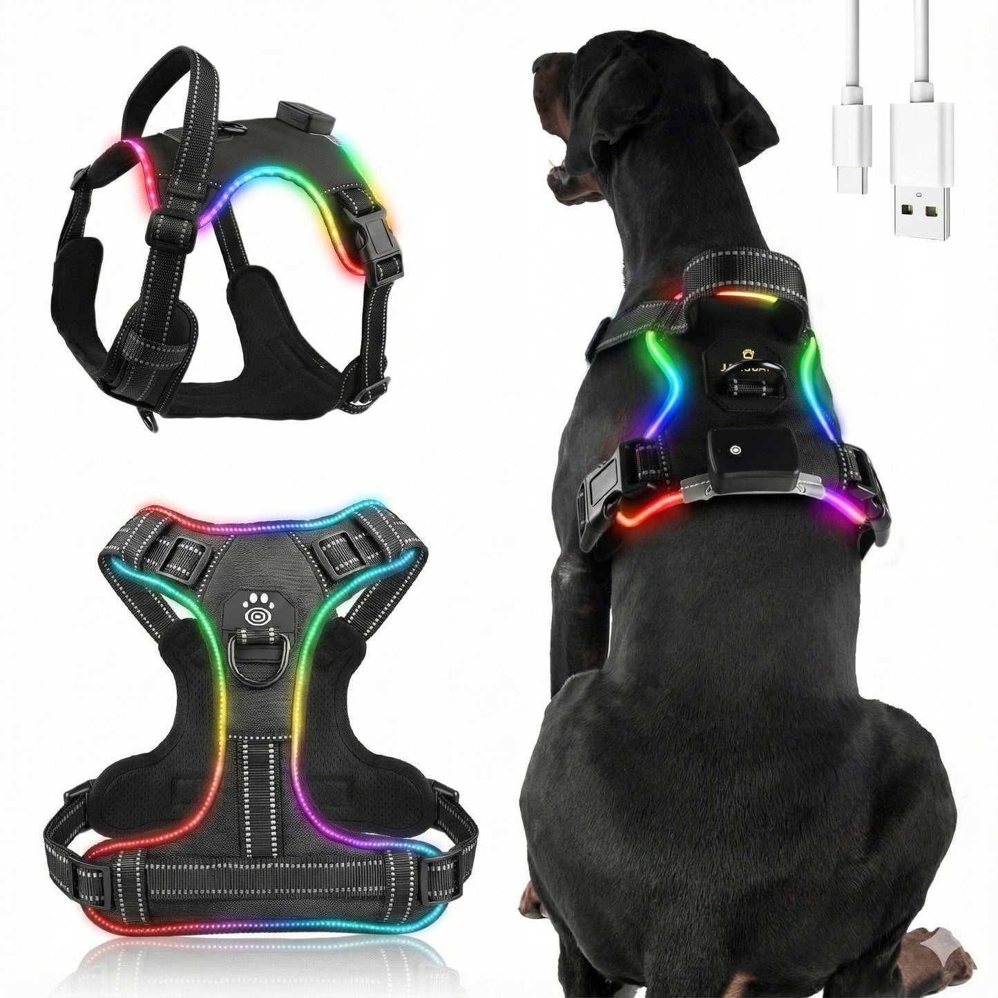 SZELKI DLA PSA ŚWIECĄCE LED MOCNE BEZUCISKOWE LEKKIE WYTRZYMAŁE Z UCHWYTEM