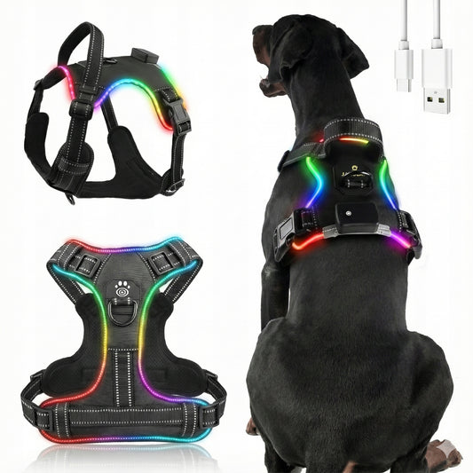 SZELKI DLA PSA ŚWIECĄCE LED MOCNE BEZUCISKOWE LEKKIE WYTRZYMAŁE Z UCHWYTEM